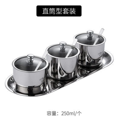 Fűszerdoboz 304 Rozsdamentes acél fűszeres edénykészlet Háztartási konyhai fűszeres üveg fűszeres üveg három részes készlet