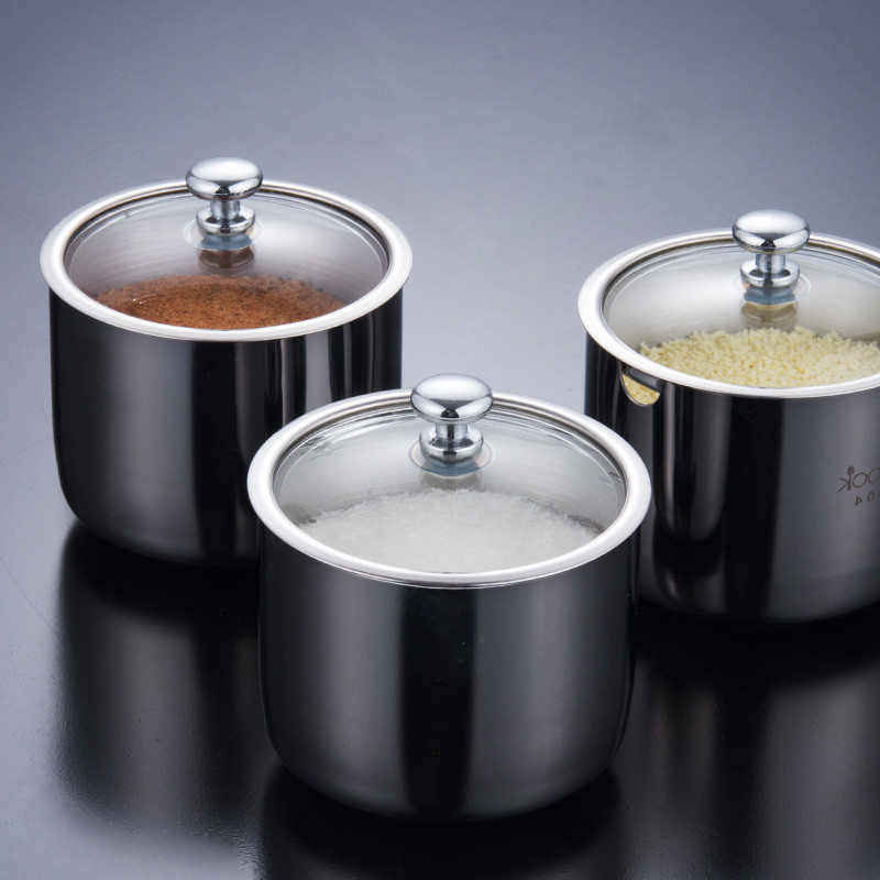 Fűszerdoboz 304 Rozsdamentes acél fűszeres edénykészlet Háztartási konyhai fűszeres üveg fűszeres üveg három részes készlet