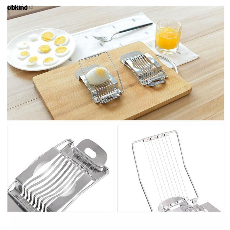 Obkind Instrument de segmentare a ouălor de bucătărie Dispozitiv de tăiat manual pentru mic dejun Tăiător de ouă Artifact Divizor multifuncțional Oțel inoxidabil E2