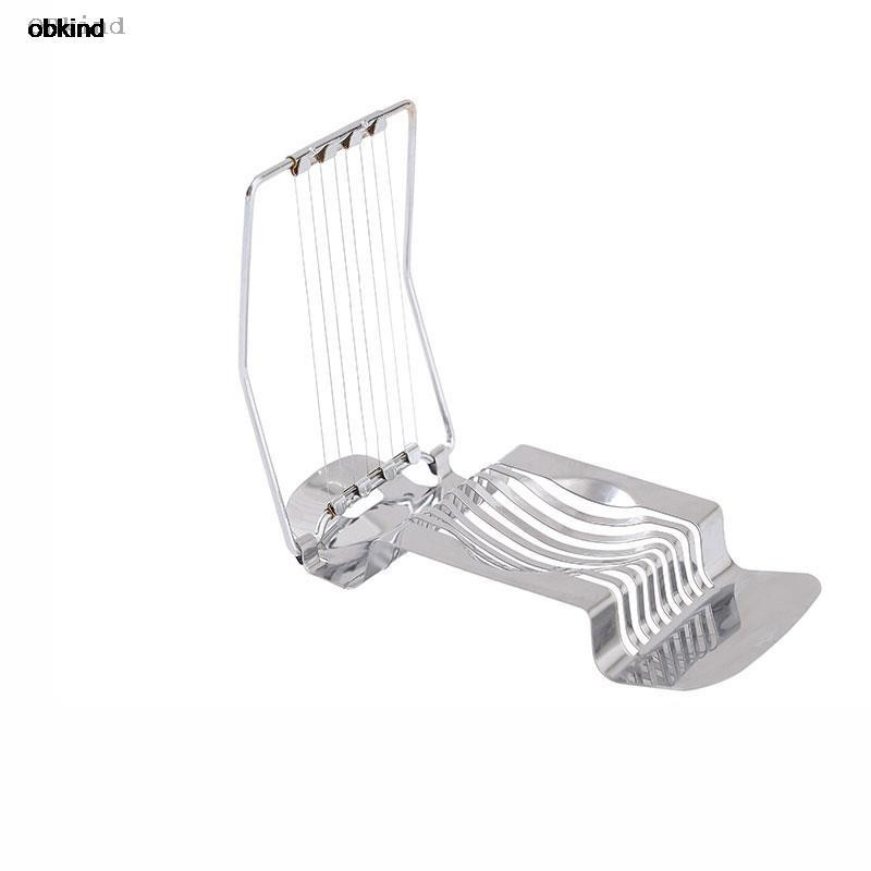 Obkind Instrument de segmentare a ouălor de bucătărie Dispozitiv de tăiat manual pentru mic dejun Tăiător de ouă Artifact Divizor multifuncțional Oțel inoxidabil E2