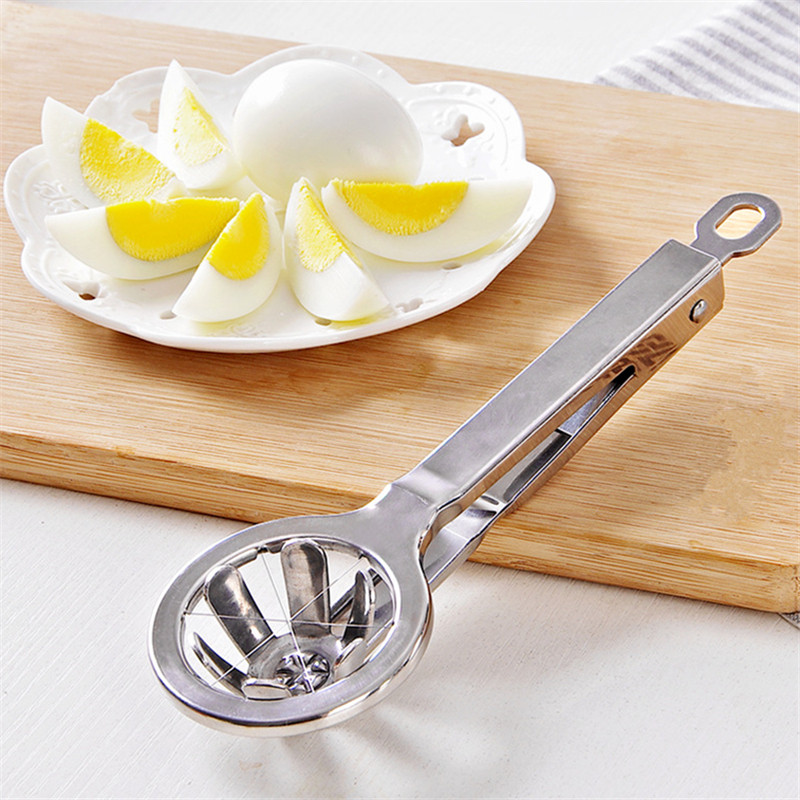 Rozsdamentes acél többfunkciós tojásvágó kézi gyümölcs-zöldség-kreatív szeletelő gomba kiwi osztó konyhai eszközök