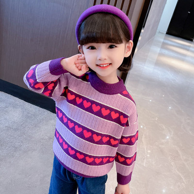 Laisvalaikis vaikų širdelių megztinis mergaitėms
