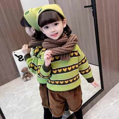 Laisvalaikis vaikų širdelių megztinis mergaitėms