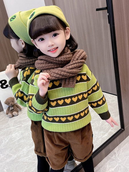 Laisvalaikis vaikų širdelių megztinis mergaitėms