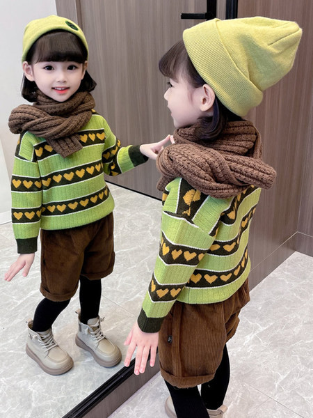 Laisvalaikis vaikų širdelių megztinis mergaitėms