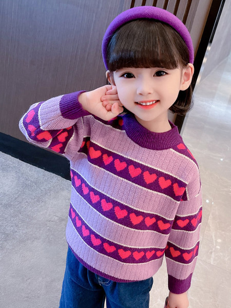 Laisvalaikis vaikų širdelių megztinis mergaitėms