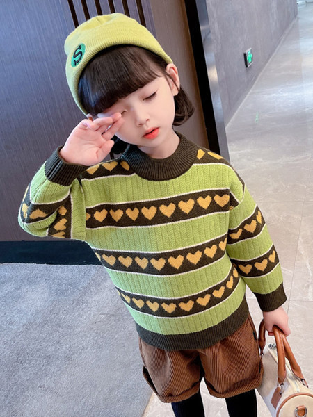 Laisvalaikis vaikų širdelių megztinis mergaitėms