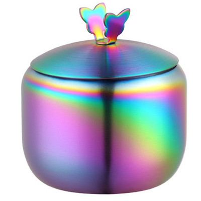 Recipiente de condimente din oțel inoxidabil de aur de bucătărie Borcan de condimente Bol de zahăr cu capac Sare Piper Organizatori de depozitare pentru zahăr