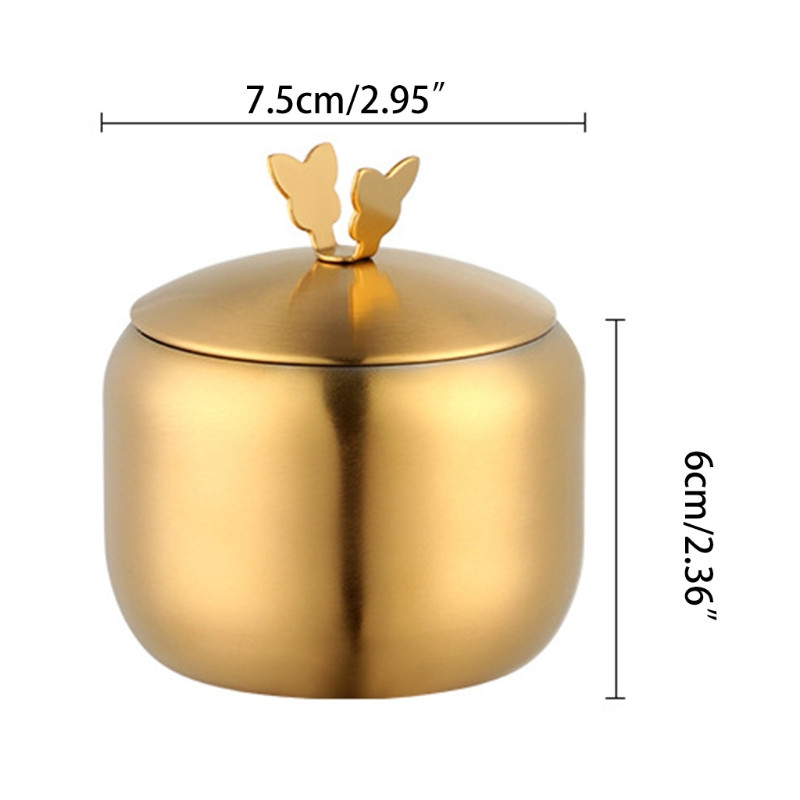 Recipiente de condimente din oțel inoxidabil de aur de bucătărie Borcan de condimente Bol de zahăr cu capac Sare Piper Organizatori de depozitare pentru zahăr