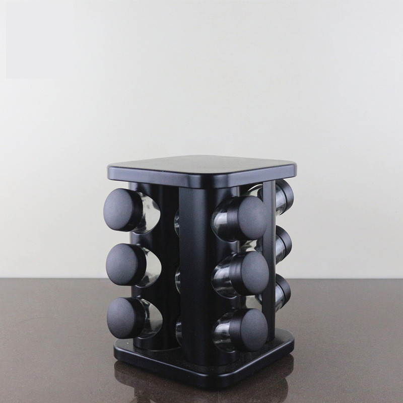 Háztartási konyhai kellékek Rozsdamentes acél fűszerüveg Forgó fűszeres üveg Üvegtégely készlet Fűszertároló doboz