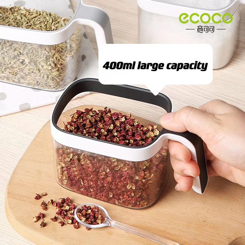 Suport de condimente montat pe perete ECOCO/Sara de zahăr Recipient de condimente Cutie de condimente cu lingură Articole de uz casnic