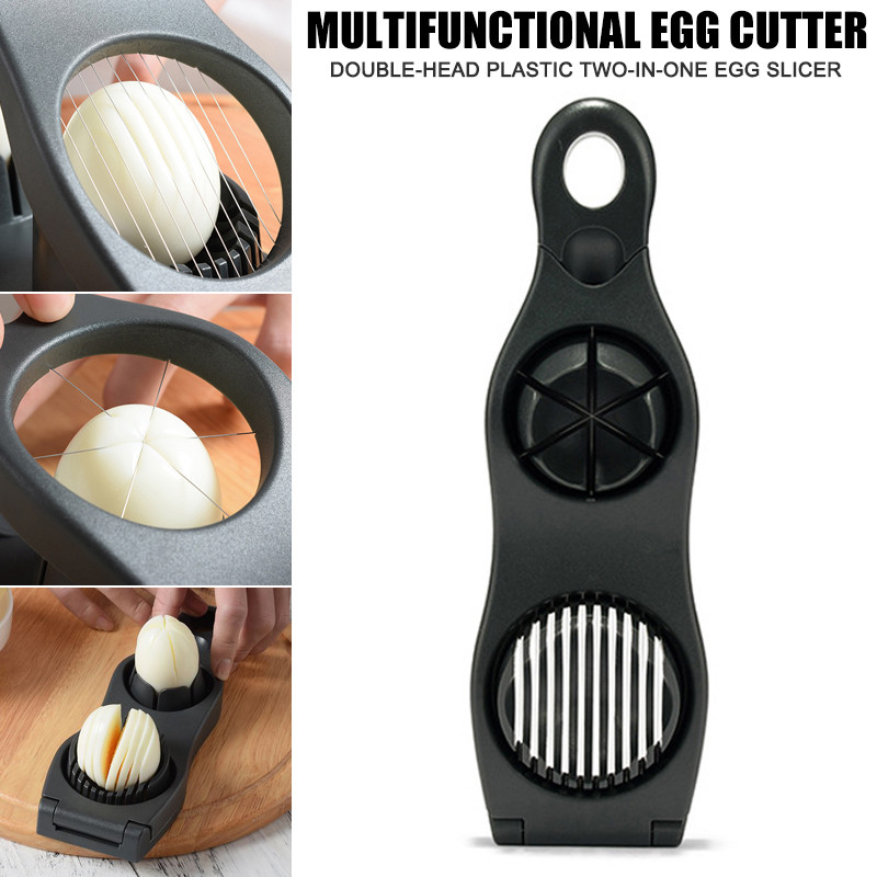 Tăiător de ouă din oțel inoxidabil 2 în 1 pentru fierbere ouă Dispărător de tăiat ouă Dispozitive de tăiere Ustensile de bucătărie KI