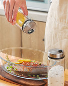 Cutie de condimente din sticlă borosilicată cu condimente pentru piper, condimente, sare de bucătărie, susan, sticlă solidă pentru condimente, cu capac rotativ