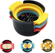 3 az 1-ben tojásszeletelő rozsdamentes acél pengék és csúszásmentes alap többszerszámos ékszelet főtt tojáshoz Gyümölcsgomba paradicsom