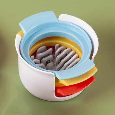 3 az 1-ben tojásszeletelő rozsdamentes acél pengék és csúszásmentes alap többszerszámos ékszelet főtt tojáshoz Gyümölcsgomba paradicsom