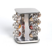 Ustensile de bucătărie nou-nouțe 430 Borcan de condimente din oțel inoxidabil Set de condimente rotativ din sticlă Borcan de condimente