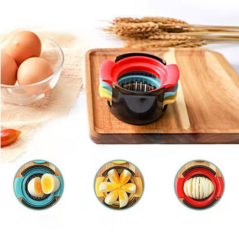Домакинска резачка за яйца 3 в 1 Резачки за варени яйца Резачка за ягоди Мултифункционални кухненски инструменти за яйца Аксесоари