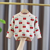 Madingas vaikiškas megztinis su apvaliu kaklu mergaitėms