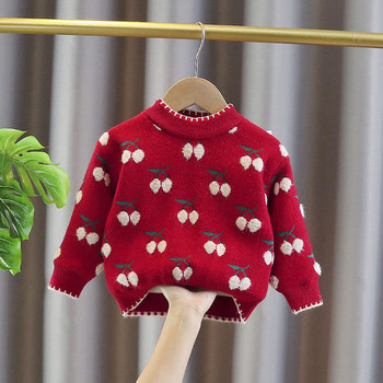 Μόδα παιδικό πουλόβερ με στρογγυλή λαιμόκοψη για κορίτσια