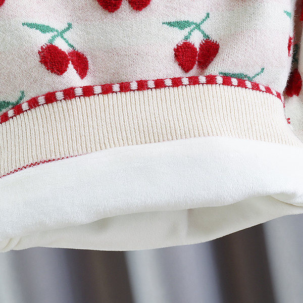 Madingas vaikiškas megztinis su apvaliu kaklu mergaitėms