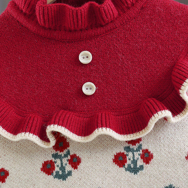 Bērnu trikotāžas džemperis ar pogām un lokām meitenēm