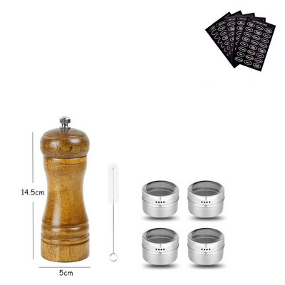 LMETJMA medienos druskos pipirų malūnėlis ir magnetinių prieskonių stiklainių rinkinys pipirų malūnėlių druskos plaktuvai su reguliuojamu keraminiu rotoriumi KC0215