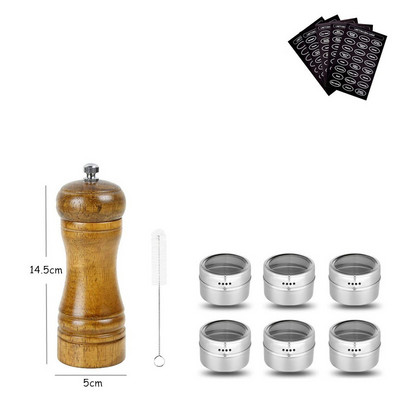 LMETJMA medienos druskos pipirų malūnėlis ir magnetinių prieskonių stiklainių rinkinys pipirų malūnėlių druskos plaktuvai su reguliuojamu keraminiu rotoriumi KC0215