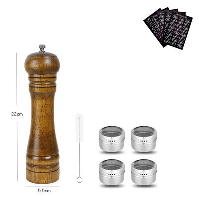 LMETJMA medienos druskos pipirų malūnėlis ir magnetinių prieskonių stiklainių rinkinys pipirų malūnėlių druskos plaktuvai su reguliuojamu keraminiu rotoriumi KC0215