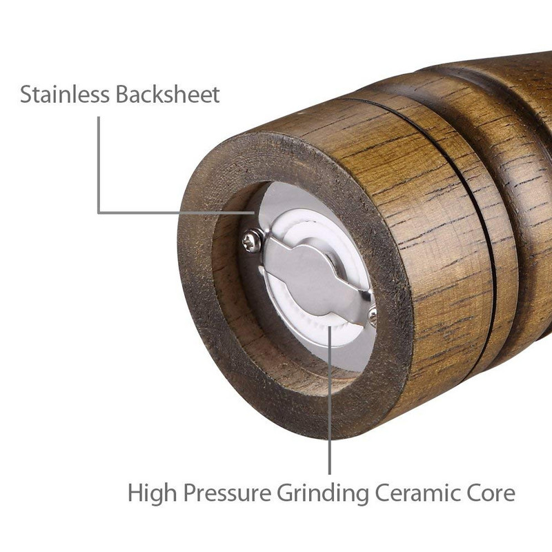 LMETJMA medienos druskos pipirų malūnėlis ir magnetinių prieskonių stiklainių rinkinys pipirų malūnėlių druskos plaktuvai su reguliuojamu keraminiu rotoriumi KC0215