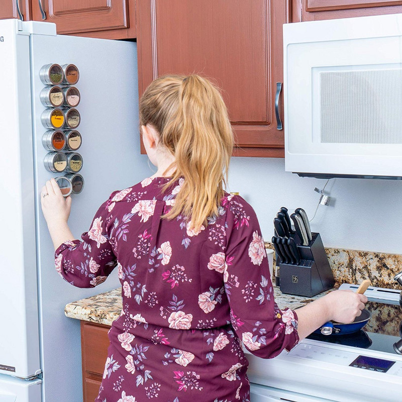 LMETJMA medienos druskos pipirų malūnėlis ir magnetinių prieskonių stiklainių rinkinys pipirų malūnėlių druskos plaktuvai su reguliuojamu keraminiu rotoriumi KC0215
