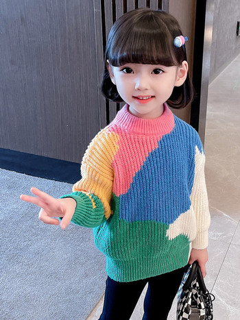 Νέο μοντέλο χρώματος στρογγυλό λαιμό μακρυμάνικο πουλόβερ για κορίτσια