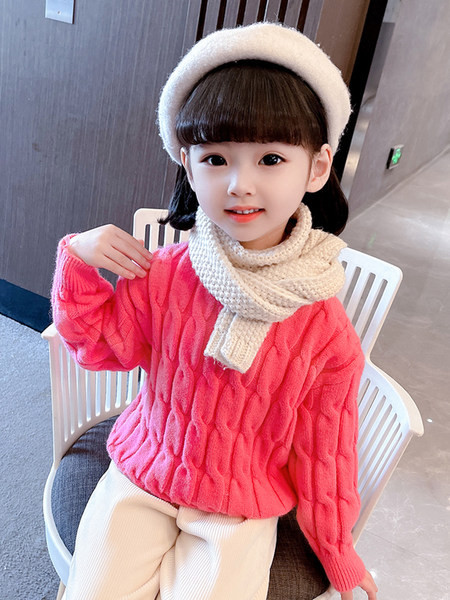 Vaikiškas megztas megztinis su ovalia iškirpte mergaitėms