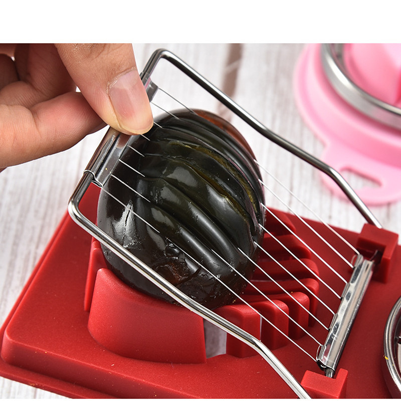 Kézi tojásszeletelő 2 az 1-ben többfunkciós metszetvágó rozsdamentes acél penge konyhai segédeszköz-kiegészítő