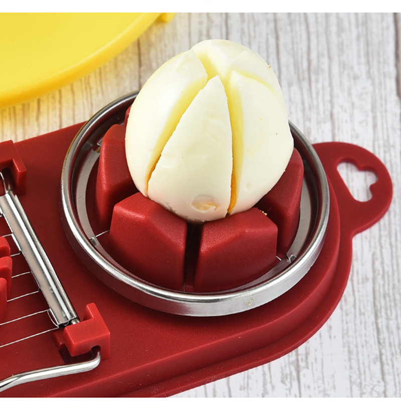 Kézi tojásszeletelő 2 az 1-ben többfunkciós metszetvágó rozsdamentes acél penge konyhai segédeszköz-kiegészítő