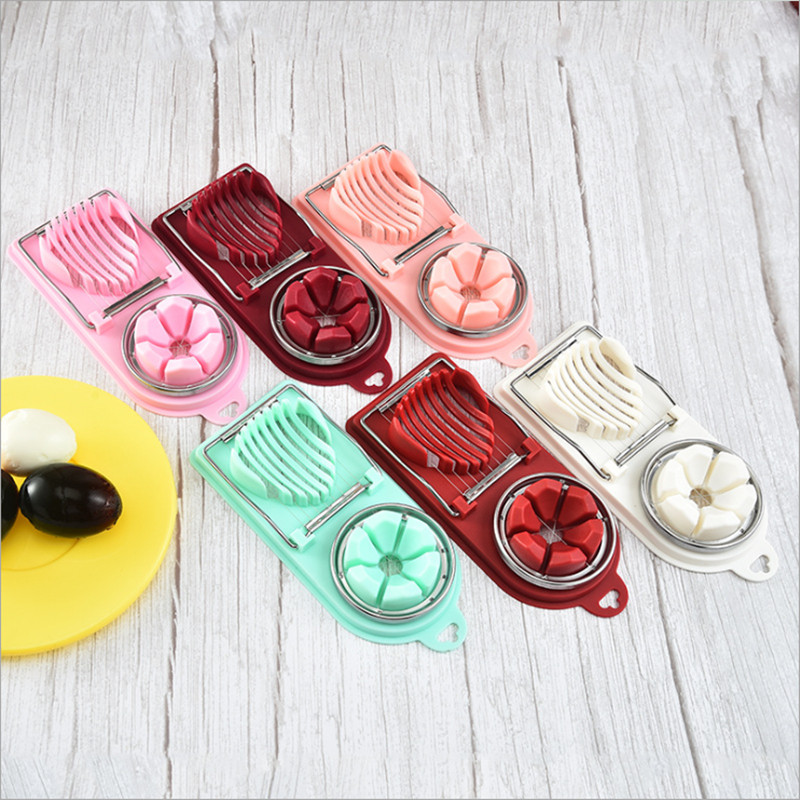 Kézi tojásszeletelő 2 az 1-ben többfunkciós metszetvágó rozsdamentes acél penge konyhai segédeszköz-kiegészítő