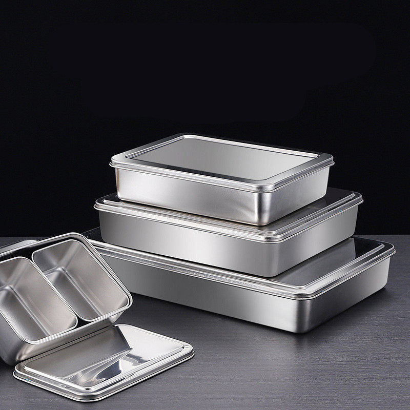 1/2/3/4/6 Grids nerūdijančio plieno prieskonių dėžutė su dangčiu Stačiakampis viešbučio namų apyvokos prieskonių organizatorius daugiafunkcis virtuvės įtaisas