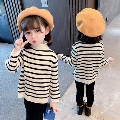 Bluza in dungi pentru copii model nou cu guler inalt