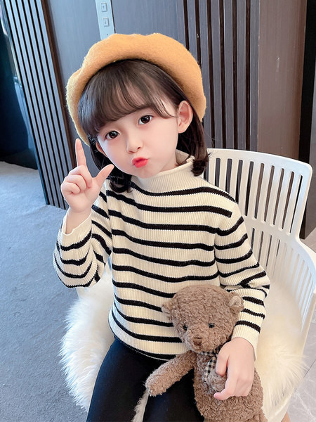 Bluza in dungi pentru copii model nou cu guler inalt