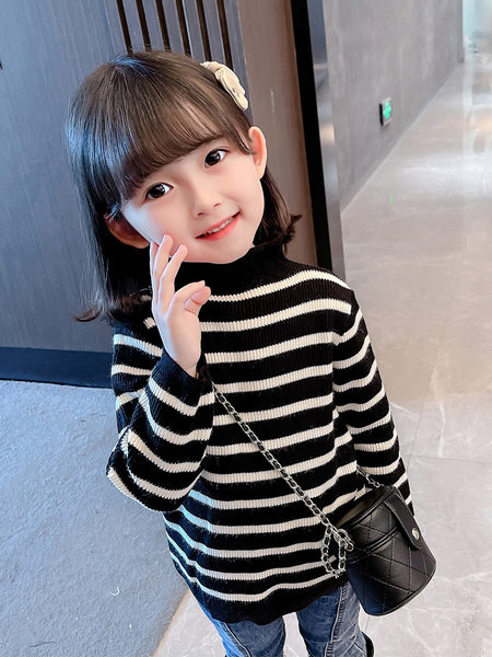 Bluza in dungi pentru copii model nou cu guler inalt