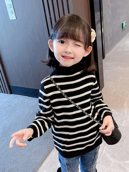 Bluza in dungi pentru copii model nou cu guler inalt