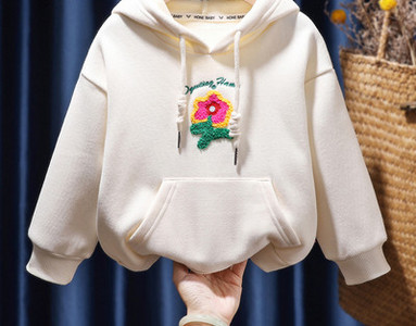 Vaikiškas megztinis mergaitėms su siuvinėjimu ir kišene