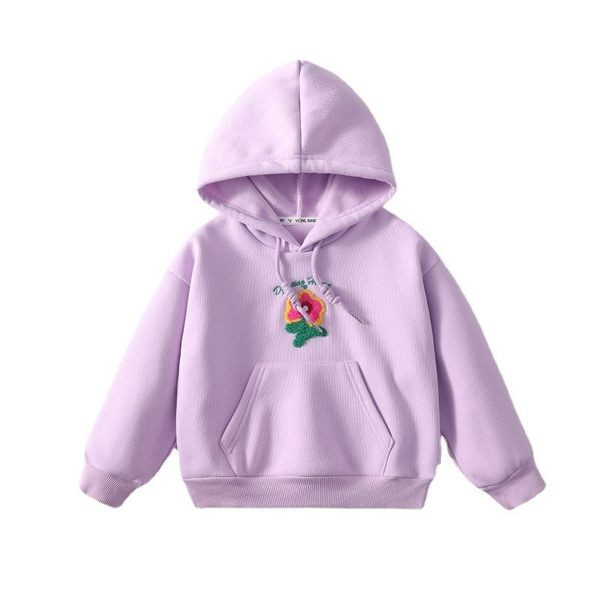 Vaikiškas megztinis mergaitėms su siuvinėjimu ir kišene