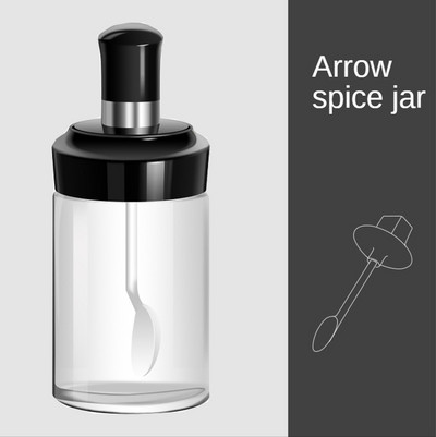 Namų stiklinės prieskonių dėžutės šaukštas ir dangtelis Integruotas prieskonių indelio derinys prieskonių stiklainis Virtuvės reikmenys Namų druskos plaktuvas aliejaus butelis