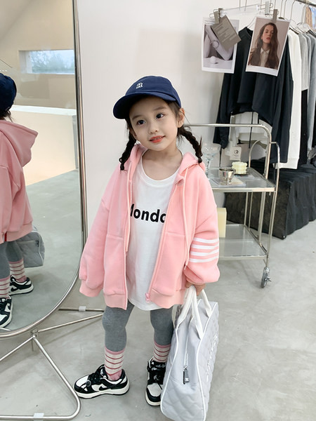 Sportinis megztinis mergaitei su gobtuvu ir užtrauktuku