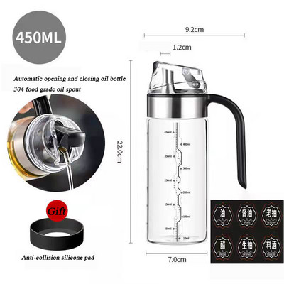 Üvegolajos palack automatikus nyitása és zárása vízkőolaj-adagolóval Szójaszósz tároló palackok és tégelyek Konyhai edények