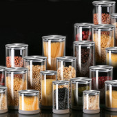 Talpykla grūdų stikliniams indams su nerūdijančio plieno dangteliu Stikliniai prieskonių stiklainiai Maisto 304 klasės nerūdijančio plieno laikymo bakas