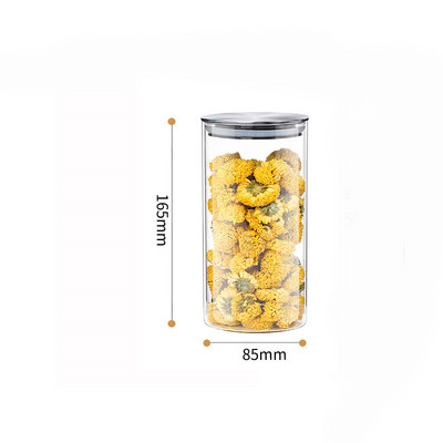 Talpykla grūdų stikliniams indams su nerūdijančio plieno dangteliu Stikliniai prieskonių stiklainiai Maisto 304 klasės nerūdijančio plieno laikymo bakas