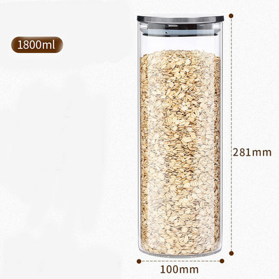 Talpykla grūdų stikliniams indams su nerūdijančio plieno dangteliu Stikliniai prieskonių stiklainiai Maisto 304 klasės nerūdijančio plieno laikymo bakas