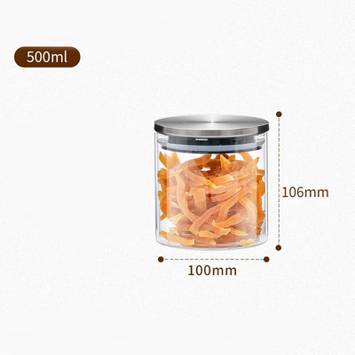 Talpykla grūdų stikliniams indams su nerūdijančio plieno dangteliu Stikliniai prieskonių stiklainiai Maisto 304 klasės nerūdijančio plieno laikymo bakas