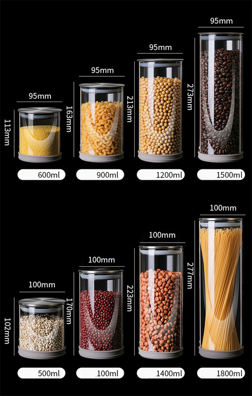 Talpykla grūdų stikliniams indams su nerūdijančio plieno dangteliu Stikliniai prieskonių stiklainiai Maisto 304 klasės nerūdijančio plieno laikymo bakas